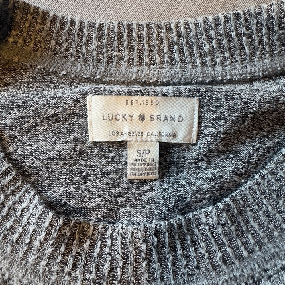 Lucky Brand Women's Small Knit Crewneck Sweater Gray Cozy Minimalist Classic - Picture 3 of 7